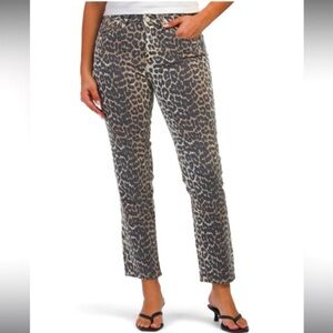 Oat New York Animal Print Ankle Length Mid Rise Straight Leg Stretch JeansSize 2